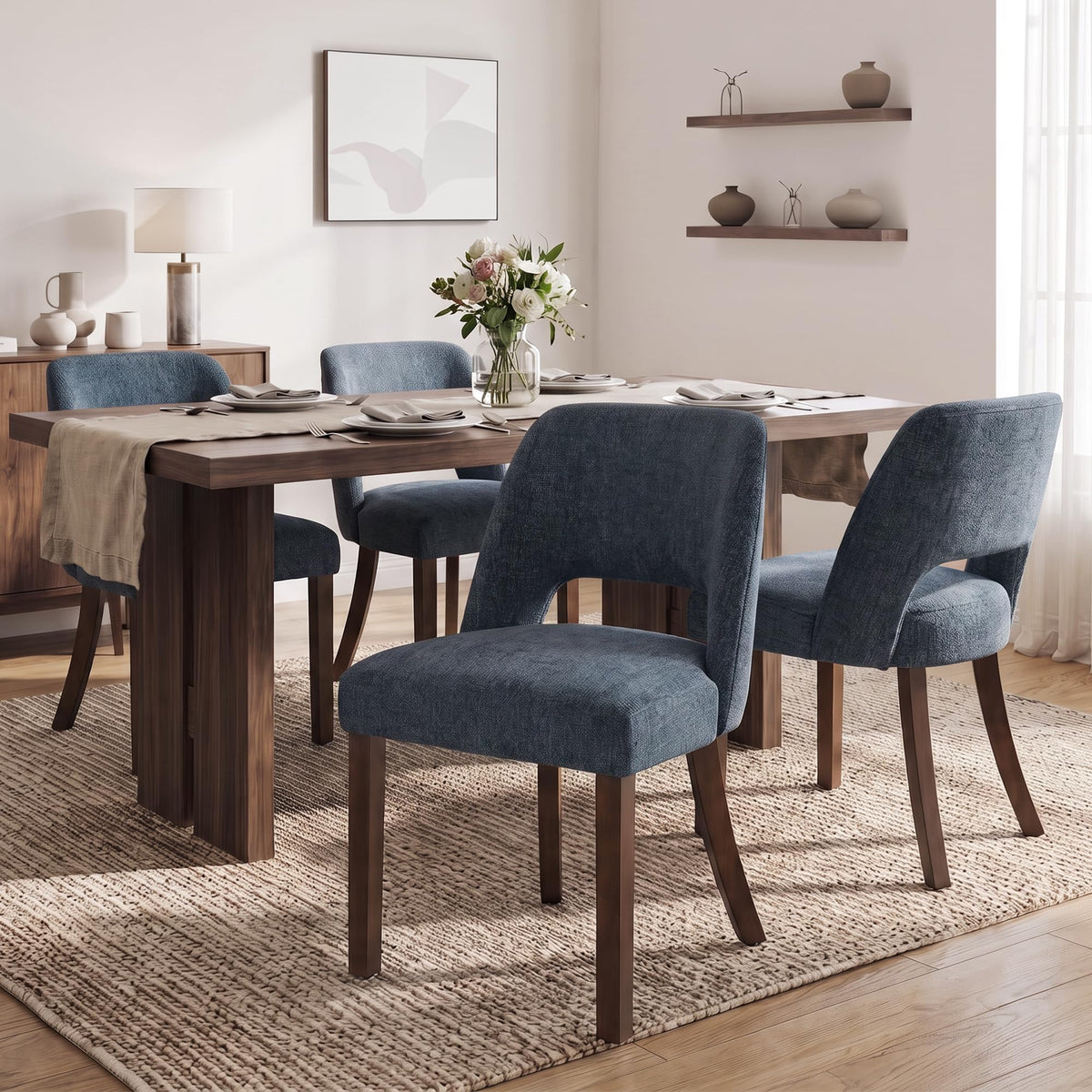 VKNOW Dining Chairs Set of 4, Fabric Dining Chairs, Green