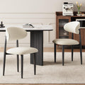Dining Chairs, Modern Fabric Upholstered Dining Room Chair MetalKitchen Chairs, Farmhouse Dinner Chair for Kitchen Dining Room, Beige (4, Beige Seat/Wood-Grain Metal Legs)