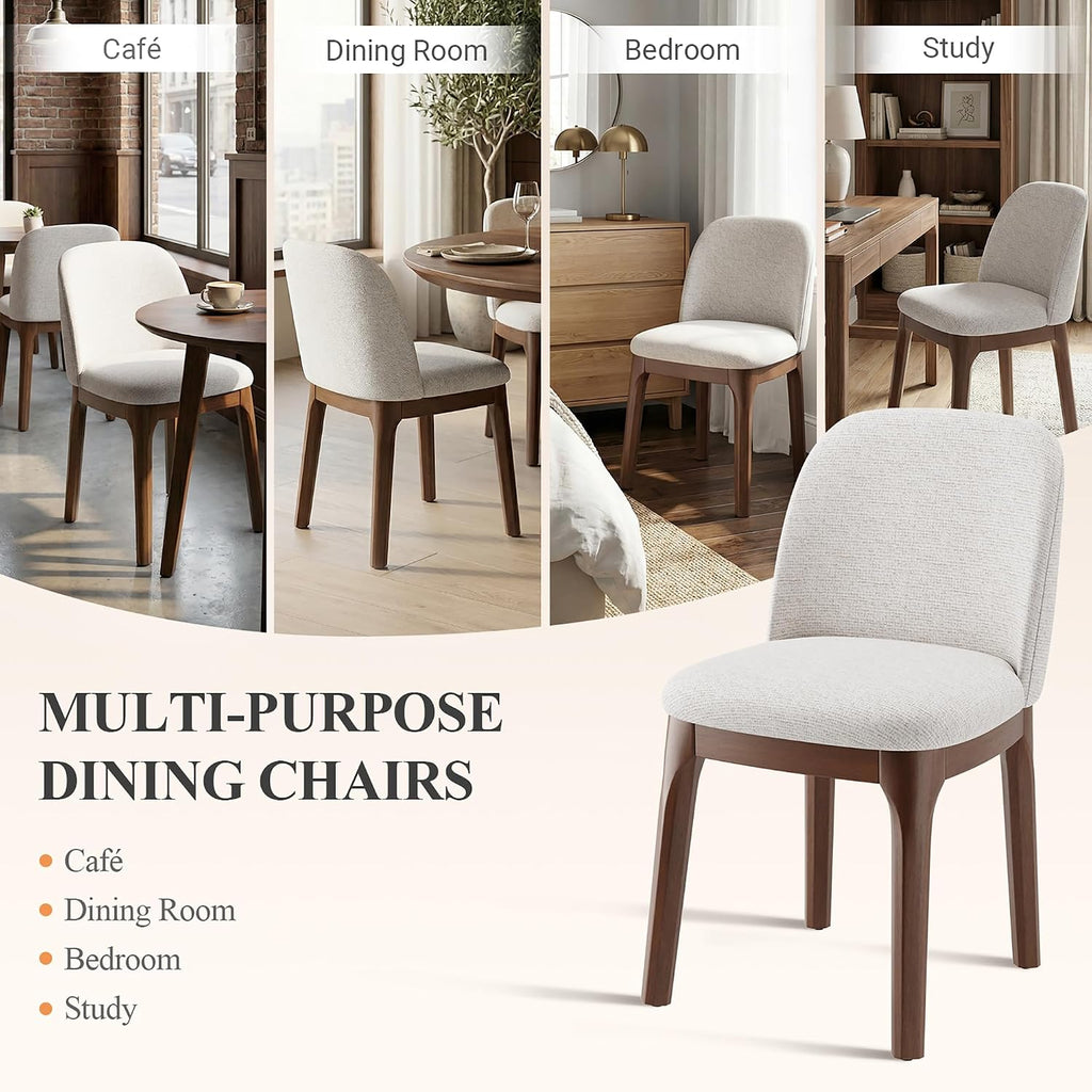 MALOL Wooden Dining Chairs Set of 6, Upholstered Kitchen & Dining Room Chairs with Thickened Wooden Legs, Farmhouse Side Chairs, Beige