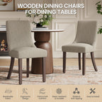MALOL Wooden Dining Chairs Set of 6, Upholstered Kitchen & Dining Room Chairs with Solid Wood Legs Curved Backrest Farmhouse Accent Chair for Dining/Kitchen/Living Room, Camel