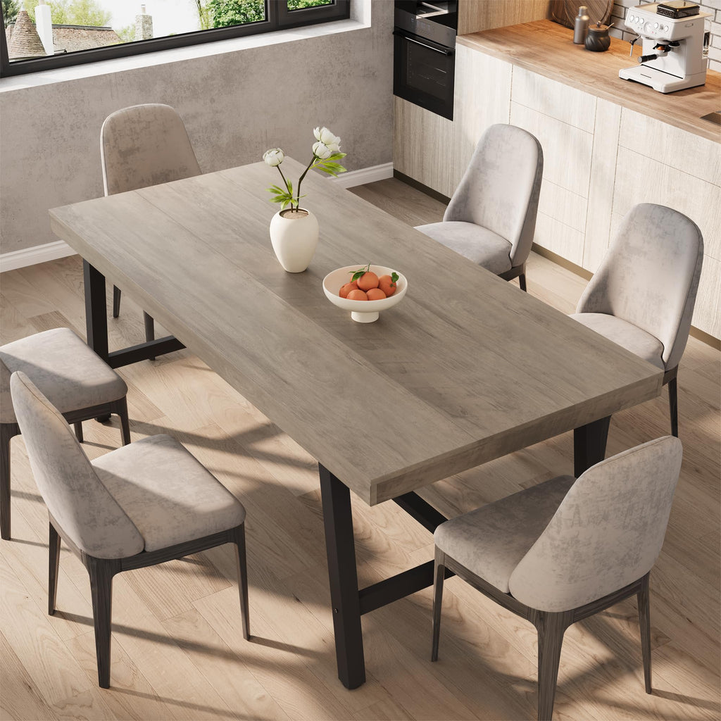 Garvee 79" Heavy Duty Kitchen Table, Rustic Dining Table, Brown