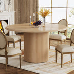 Tribesigns 47" Round Dining Table for 4, Farmhouse Kitchen Table with Metal Base, Modern Small Dinner Table for Dining Room,Kitchen (Chairs Not Included)