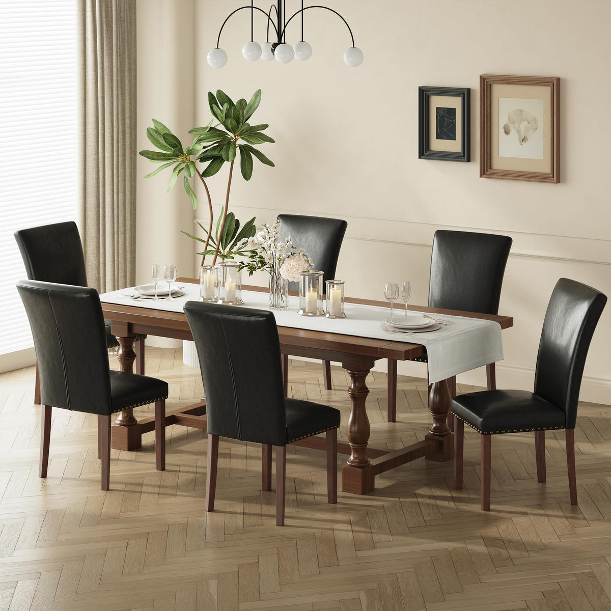 COLAMY Upholstered Parsons Dining Chairs Set of 4, Fabric Dining Room Kitchen Side Chair with Nailhead Trim and Wood Legs - Blue/White Flower