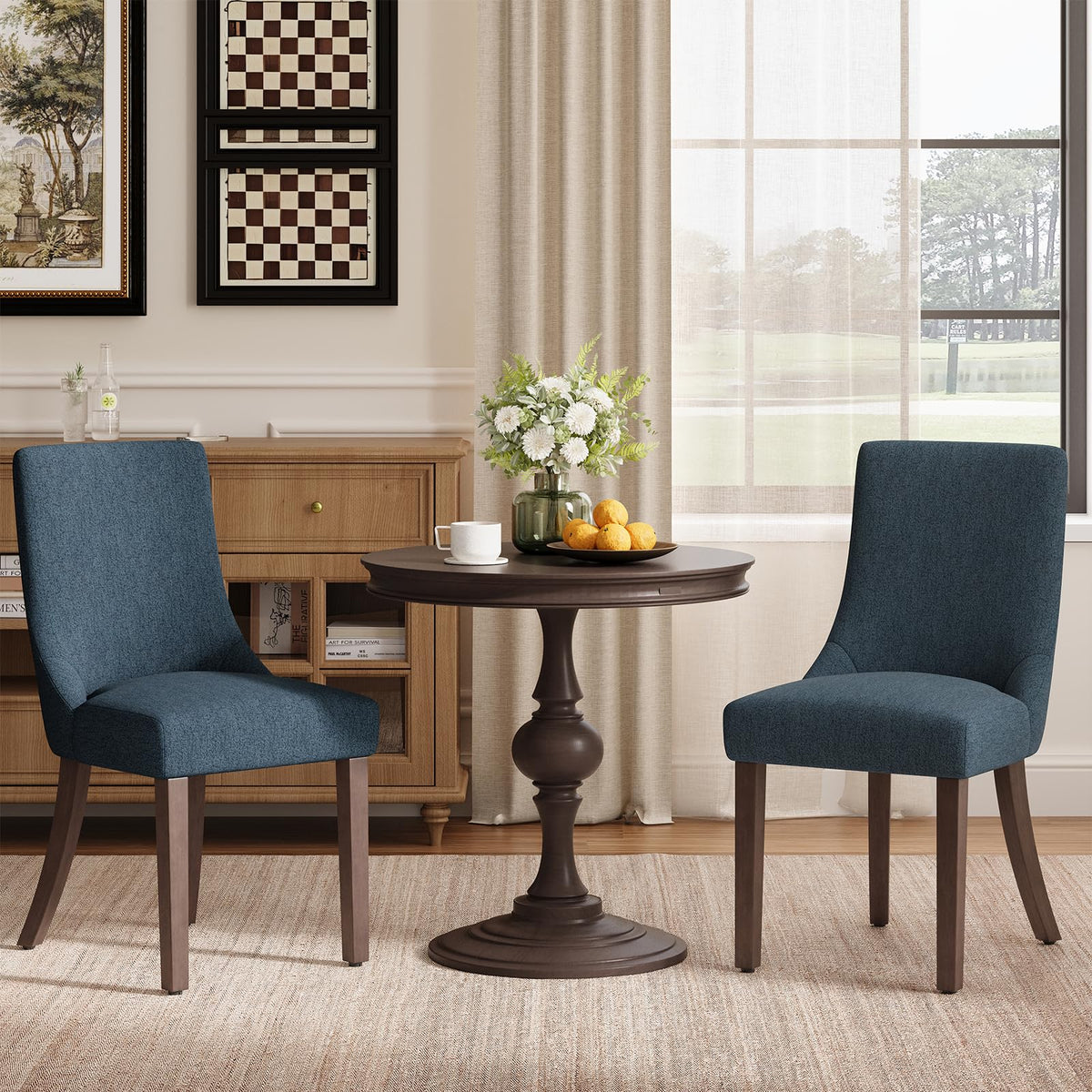 MALOL Wooden Dining Chairs Set of 6, Upholstered Kitchen & Dining Room Chairs with Solid Wood Legs Curved Backrest Farmhouse Accent Chair for Dining/Kitchen/Living Room, Camel