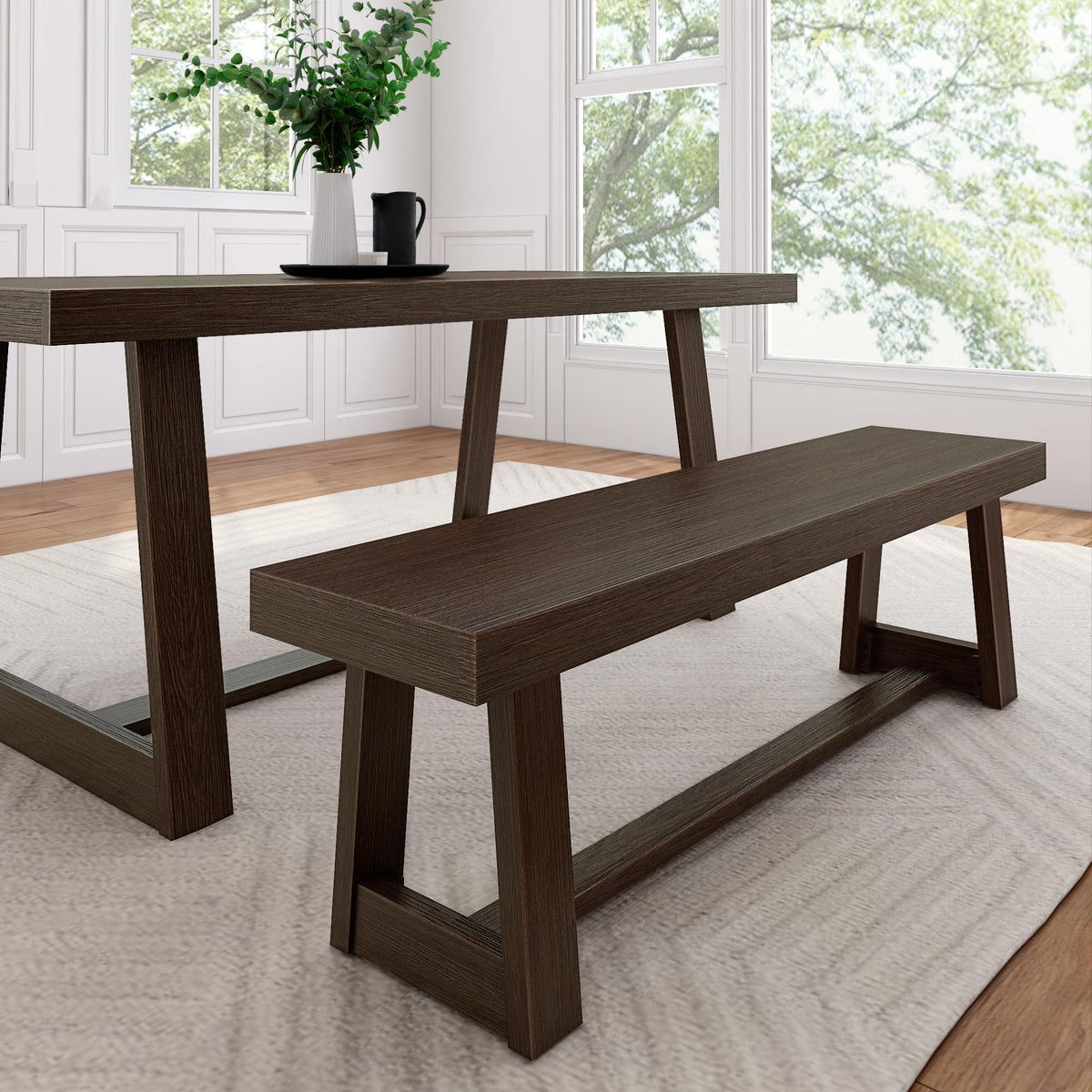 Plank+Beam Classic 72 Inch Dining Table, Rectangular, Pecan Wirebrush