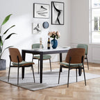 LUNLING Dining Chairs Set of 2 Mid Century Modern Retro Green Velvet Kitchen Chairs with Walnut Bentwood Upholstered Seat Metal Legs Adjustable Foot for Kitchen Dining Room Chairs(Green Fabric)