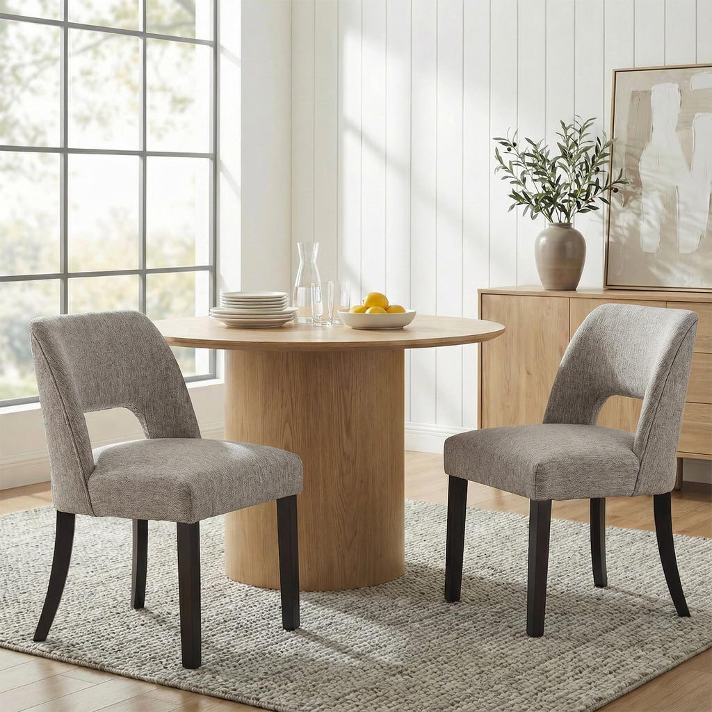keoni Wooden Dining Chairs Set of 4 with Black Rubberwood Legs and Backrest