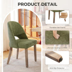 Wooden Dining Chairs Set of 4, Green Chenille Kitchen Dining Chairs