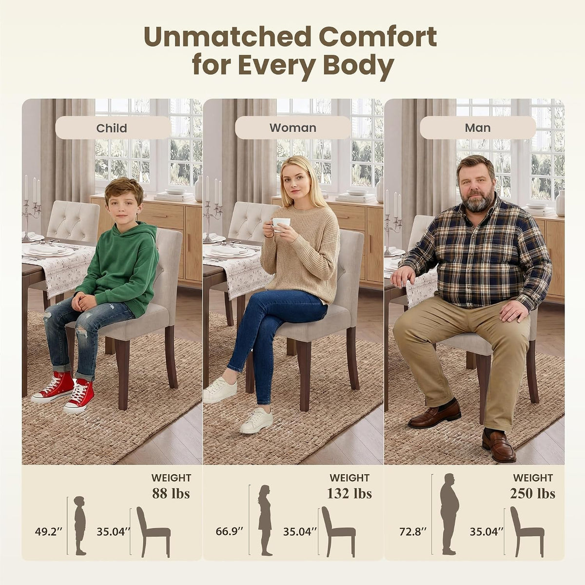 Upholstered Dining Chairs Set of 4 - Modern Parsons Chairs