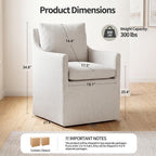 DUHOME Upholstered Dining Chairs with Casters,Linen Dining Chairs Set of 4