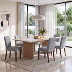 MALOL Upholstered Kitchen Chairs Set of 6, Modern Kitchen Chairs with High Back, Padded Fabric Dining Room Chair with Solid Wood Legs for Restaurant/Cafe/Home, Light Beige