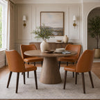MALOL Dining Chairs Set of 6, Upholstered Fabric Kitchen Chairs with Curved Back, Padded Seat and Solid Wood Legs, Modern Dining Chair for Kitchen Dining Room, Camel
