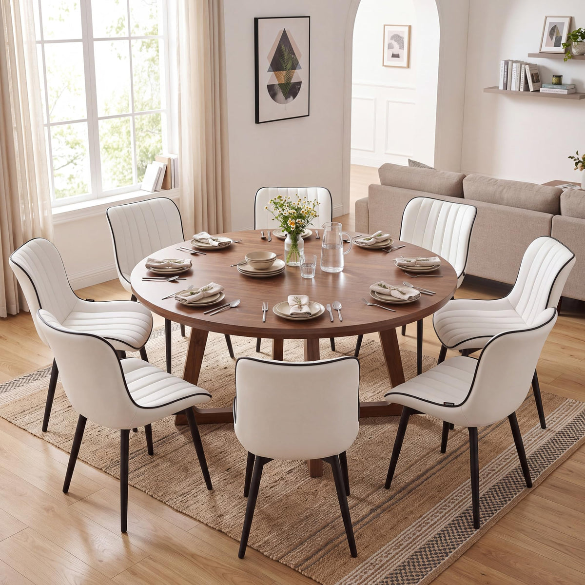YOUNUOKE Dining Chairs Set of 2 Mid-Century Modern Kitchen Chairs Khaki