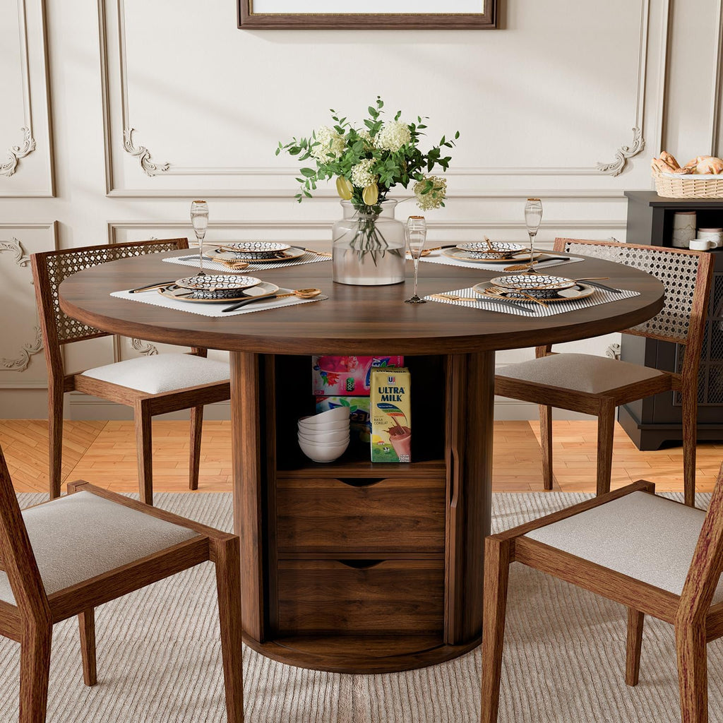 47" Round Dining Table, Walnut