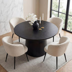 LITTLE TREE 47.24 Inches Round Dining Table, Modern Wooden Kitchen Table with Heavy-Duty Table Legs, Space Saving Circle Dinner Furniture for Kitchen, Dining Room, Living Room, Black