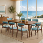 CHUN YI Dining Chairs Set of 4, Upholstered Wooden Dining Room Chairs, Mid Century Modern Fabric Kitchen Chair with Ergonomic Curved Backrest, Beige (Only Chairs)