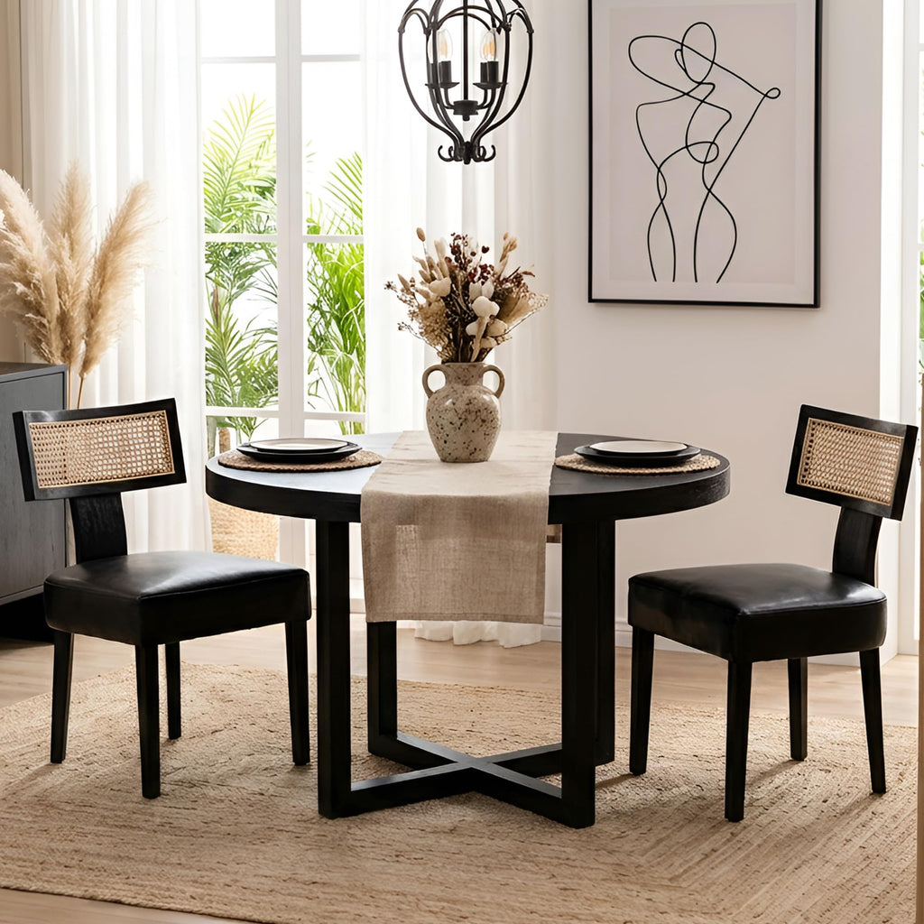 HNY Mid Century Modern Dining Chairs Set of 4, Upholstered Linen Kitchen & Dining Room Chairs with Ergonomic Curved Backrest, Solid Wood Legs, Farmhouse Accent Chair for Home, Apartment, Beige