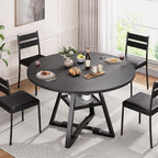Jocoevol Round Dining Table for 4,Kitchen Dining Room Circle Dinner Pedestal Table,Space Saving Wood Kitchen & Dining Room Furniture (Black, 46In)