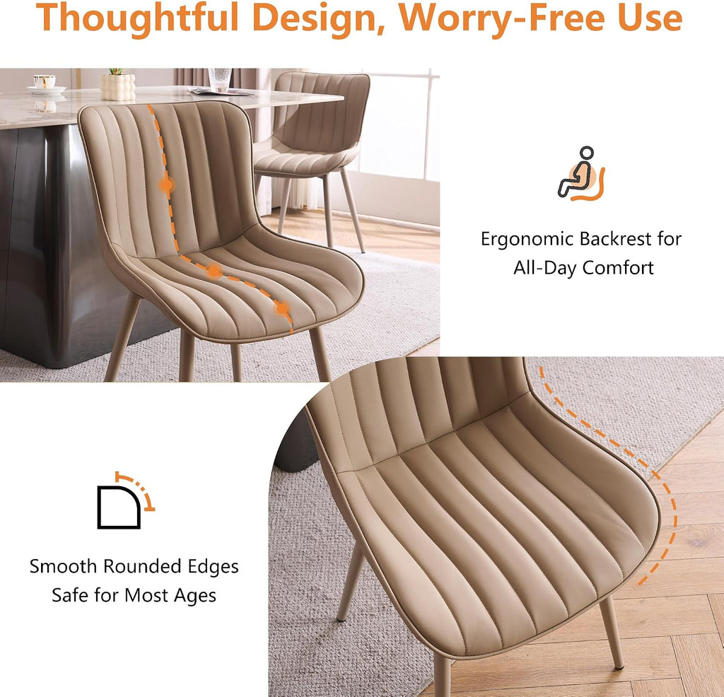 YOUNUOKE Dining Chairs Set of 2 Mid-Century Modern Kitchen Chairs Khaki