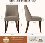 COLAMY Upholstered Dining Chairs Set of 6, Mid Century Modern Kitchen Chairs with Back, Farmhouse Fabric Side Dining Room Chairs with Wood Legs for Dining Room Restaurant, Brown