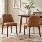 Usaint Modern Wooden Dining Chairs Set of 4 with Rubberwood Legs，Beige