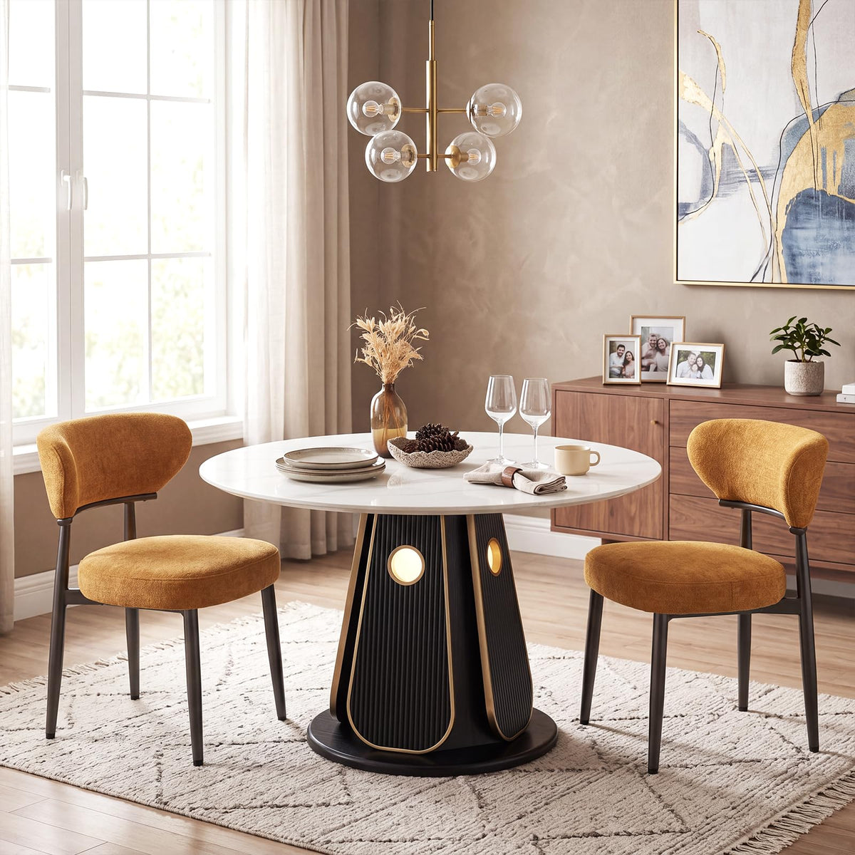 Dining Chairs Set of 4, Modern Upholstered Fabric Dining Chairs
