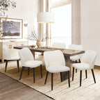 COLAMY Upholstered Dining Chairs Set of 6, Modern Kitchen & Dining Room Chairs with Curved Back, Fabric Padded Seat and Solid Wood Legs, Side Chairs for Restaurant, Cafe & Home, Beige