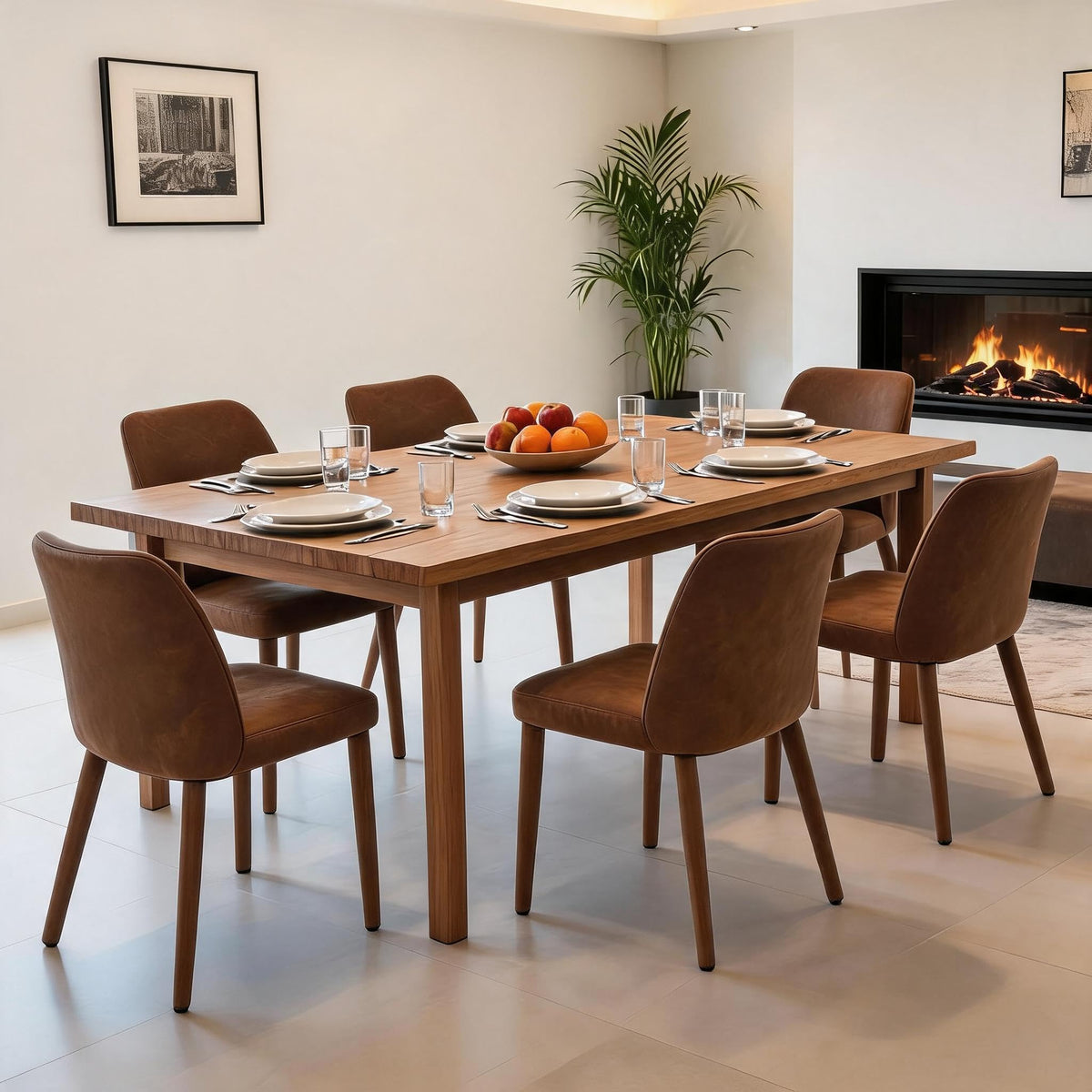 GarveeHome Wooden Dining Chair Set of 4 Upholstered Fabric Dining Chair