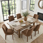 HNY Modern Dining Chairs Set of 6 with Comfortable Back Support, Farmhouse Soft Linen Upholstered Kitchen Dining Room Chairs with Solid Wood Legs, Armless Accent Side Chairs for Living Room, Beige