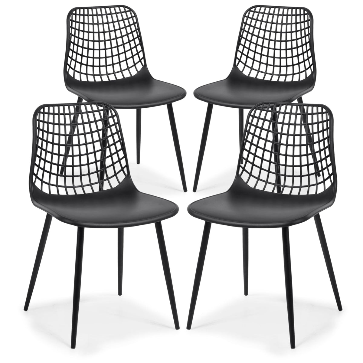 Poly & BARK Isla Modern Kitchen Chairs Set of 4 - Plastic Dining Chair with Metal Legs - Quick Assembly Simple Cafe Chairs Plastic for Indoor or Outdoor - Pistachio Green