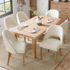 Wooden Dining Chairs Set of 4, Green Chenille Kitchen Dining Chairs
