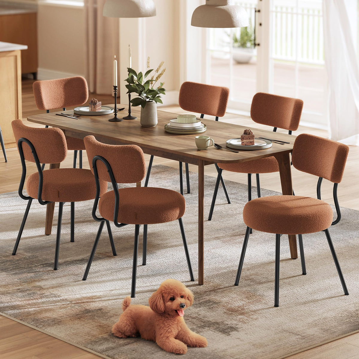 VASAGLE Boucle Dining Chairs Set of 4, Upholstered Kitchen Chairs