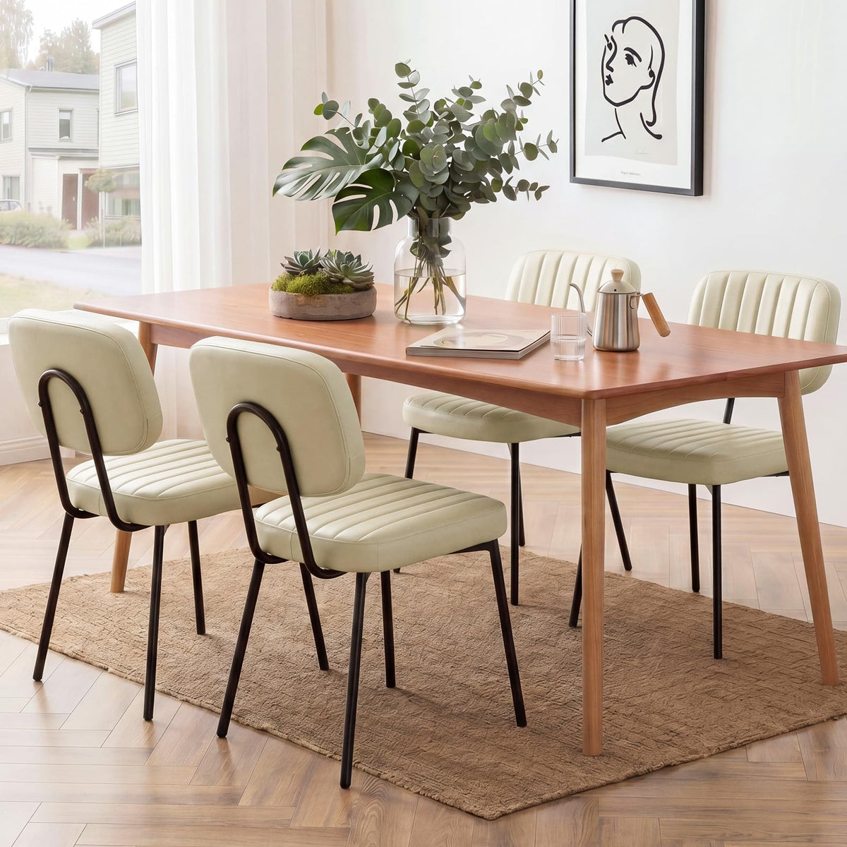 OLIXIS Dining Chairs Set of 6, Upholstered Kitchen Chairs, Black