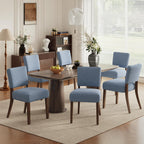 COLAMY Mid Century Modern Dining Chairs Set of 4, Upholstered Kitchen Chairs with Back, Farmhouse Fabric Side Dining Room Chairs with Wood Legs for Dining Room Kitchen Restaurant, Brown