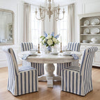 chairus Slipcovered Upholstered Parsons Dining Chairs Set of 4, Blue Stripe