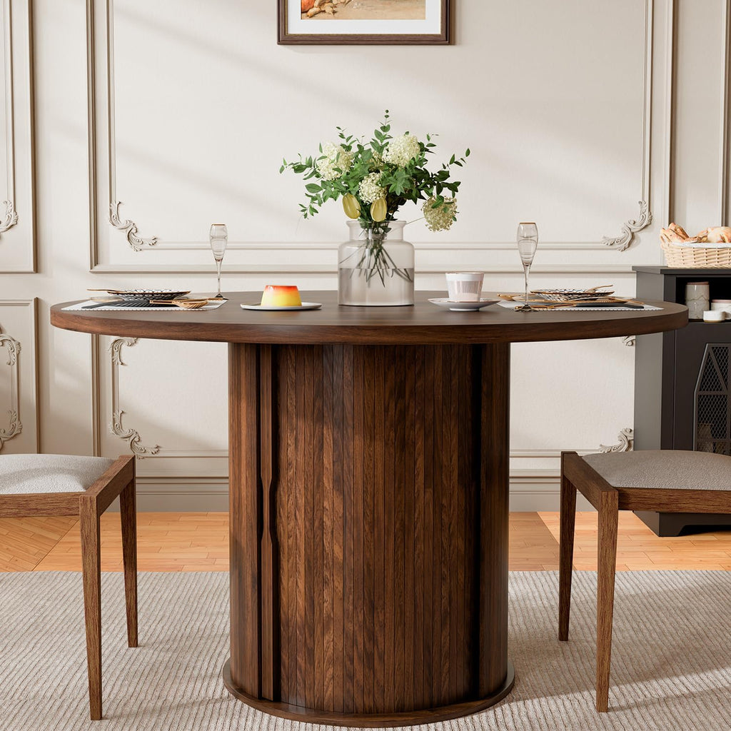 47" Round Dining Table, Walnut