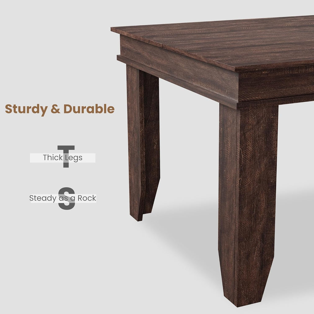 GarveeHome Farmhouse Dining Table for 6-8 People, 71 in Long Kitchen Tables