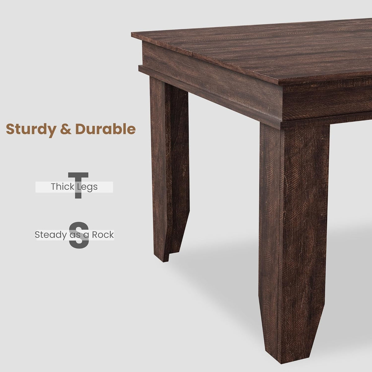 GarveeHome Farmhouse Dining Table for 6-8 People, 71 in Long Kitchen Tables