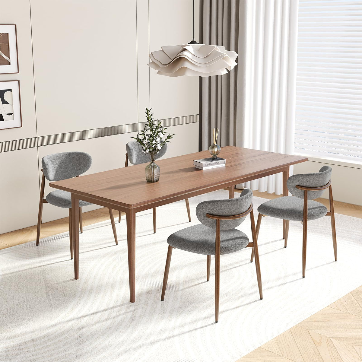 MALOL Dining Chairs Set of 4, Curved Back Kitchen Room Chairs with Metal Legs and Anti Slip Pads, Upholstered Dining Chair for Home and Restaurant, Beige