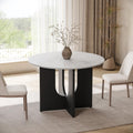 MECHYIN Round Dining Table for 4, 43" Mid Century Kitchen Table with Sculptural U-Shaped Pedestal Base, Walnut Dinner Table for Kitchen, Dining Room, Apartment