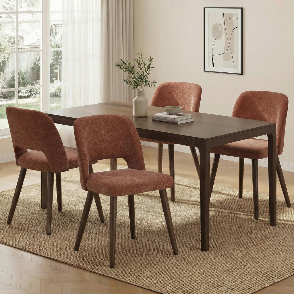 Usaint Wooden Dining Chairs Set of 4, Fabric Dining Room Chairs, Green