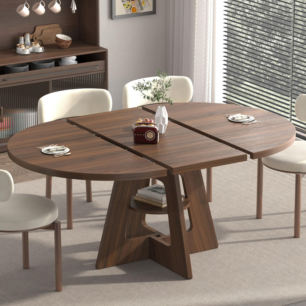 47.2"-63" Extendable Round Dining Table for 4-8, Kitchen Table