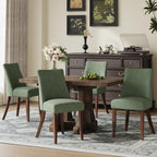 COLAMY Upholstered Dining Chairs Set of 6, Mid Century Modern Kitchen Chairs with Back, Farmhouse Fabric Side Dining Room Chairs with Wood Legs for Dining Room Restaurant, Brown