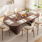 Jocoevol 70.8" Oval Dining Table for 6-8, Modern Dining Room Table with 3-Tier Storage Shelf, Wood Dinner Tables with Heavy Duty Pedestal Base for Kitchen Living Room - Walnut