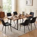 PU Leather Dining Chairs Set of 4, Modern Armless Dining Room Chairs, Comfy Upholstered Kitchen Chairs with Backrest, Black Metal Legs for Living Room, Dinning Room, Beige