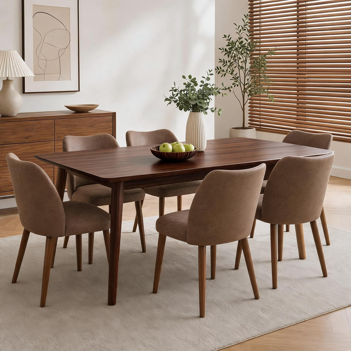 GarveeHome Wooden Dining Chair Set of 4 Upholstered Fabric Dining Chair