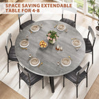 Jocoevol Extendable Round Dining Table for 4-8, Round to Oval Dining Table with Open Storage Shelf, Space Saving Expandable Kitchen Table, Modern Design for Apartments & Dining Rooms,Grey
