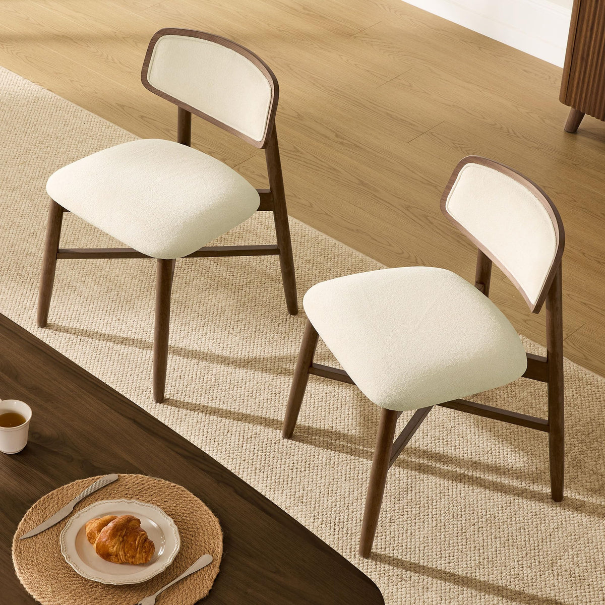 CHITA Soild Wood Dining Chairs Set of 4, Oak Wood Kitchen Chairs, Walnut