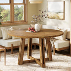 47.3" Solid Wood Dining Table for 4-6, Round Wood Kitchen Table