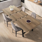 GarveeHome 63-83" Extendable Dining Table, Industrial Rectangular Dining Room Table for 6-8 People, Expandable Kitchen Table with Heavy Duty Metal Frame for Dining Room, Kitchen & Parties, Rustic Pear